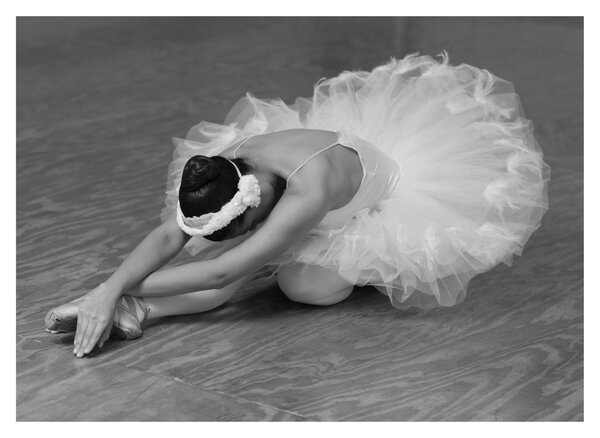 Obraz na szkle - Balerina, czarno-biały (70x50 cm)