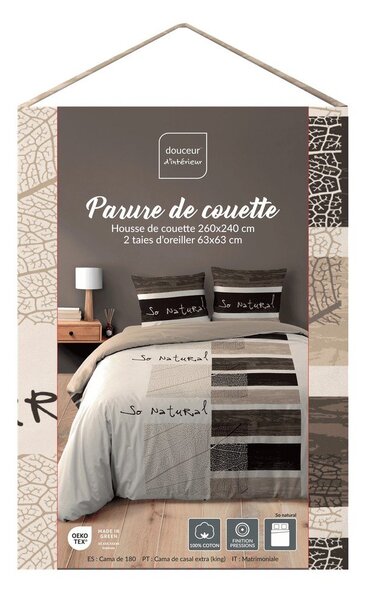 Brązowa bawełniana pościel dwuosobowa 3-częściowa 260x240 cm So Natural – douceur d'intérieur