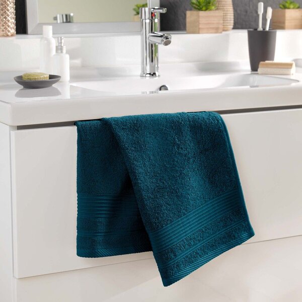 Ciemnoniebieski bawełniany ręcznik frotte 50x90 cm Tendresse – douceur d'intérieur