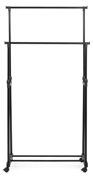 Czarny metalowy stojak na ubrania na kółkach 80x160x42 cm Roald – Yes Everyday