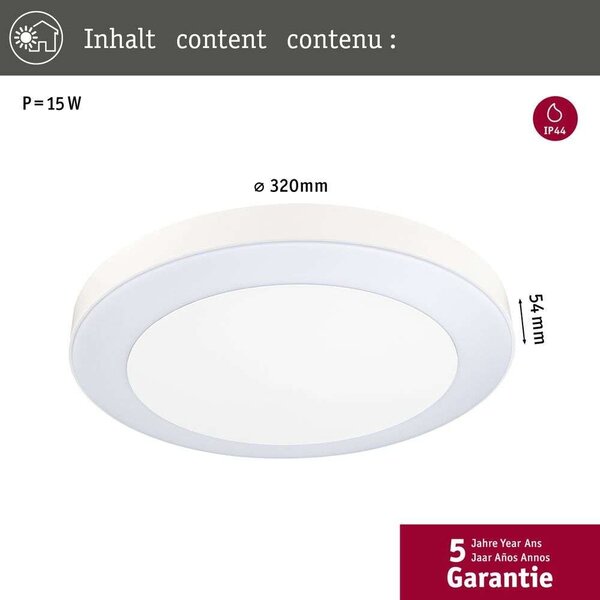 Paulmann - Circula Ogrodowa Lampa Sufitowa z Sensor SWR IP44 Biała