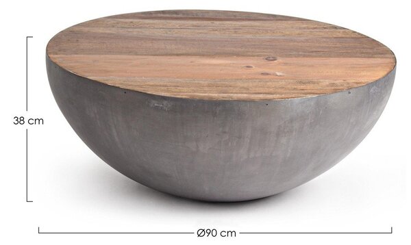 Szaro-naturalny metalowy okrągły stolik ø 90 cm Lancaster – Bizzotto