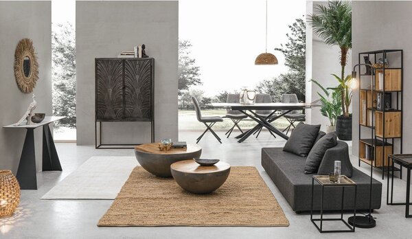 Szaro-naturalny metalowy okrągły stolik ø 90 cm Lancaster – Bizzotto