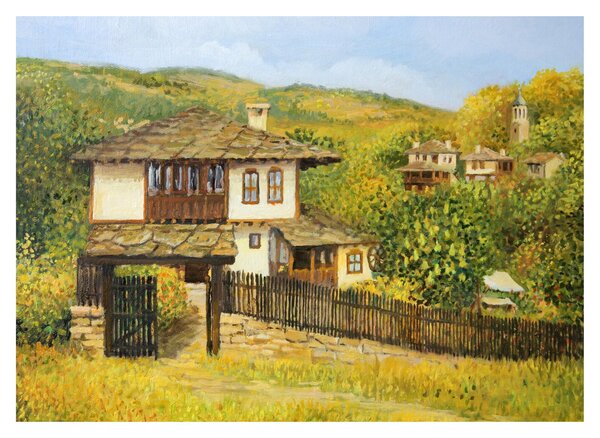 Obraz na szkle - Domki letniskowe w lecie (70x50 cm)