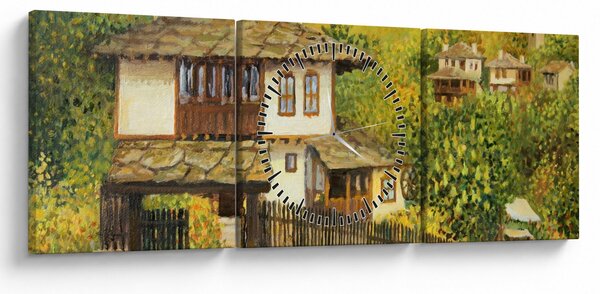 Obraz - Domki letniskowe w lecie (z zegarem) (90x30 cm)