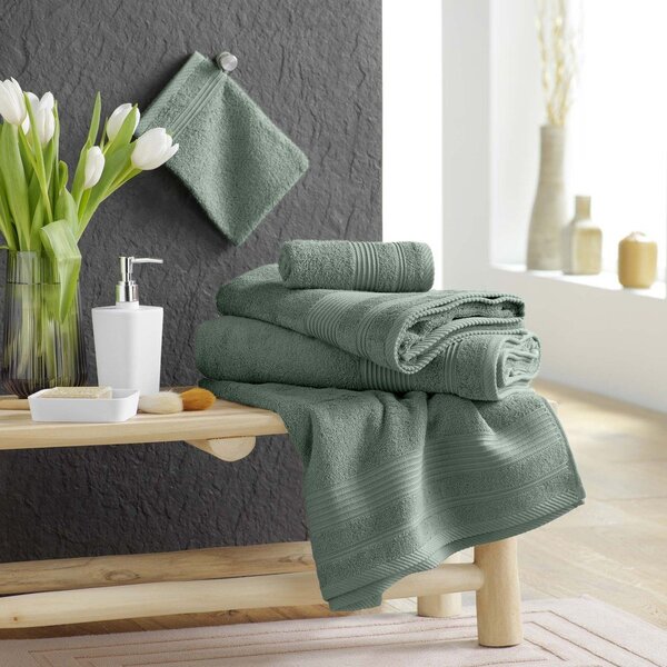 Szałwiowy bawełniany ręcznik frotte 50x90 cm Tendresse – douceur d'intérieur