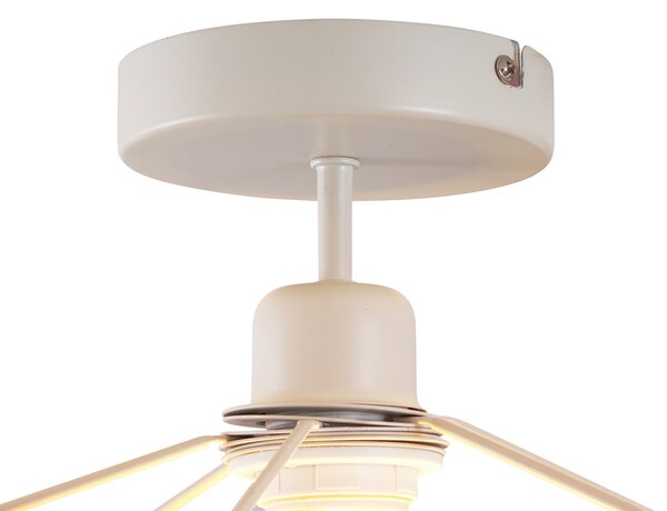 Lampa sufitowa Japandi kremowa z lnianym abażurem - Aisha