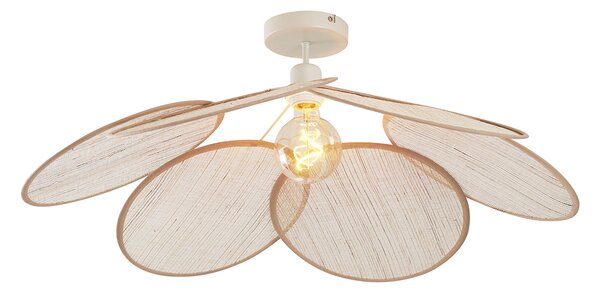Lampa sufitowa Japandi kremowa z lnianym abażurem - Aisha