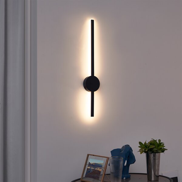 Nowoczesny kinkiet czarny 60 cm z LED - Clockwise