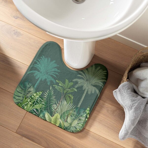 Zielony tekstylny dywanik łazienkowy do WC 45x45 cm Vagabonde – douceur d'intérieur
