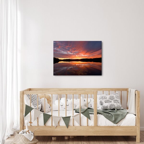 Obraz - Zachód słońca nad jeziorem (70x50 cm)