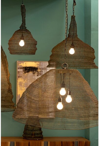 Stalowa lampa wisząca w kolorze mosiądzu Amish – Bizzotto