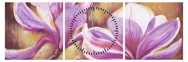 Obraz - Kwiaty magnolii (z zegarem) (90x30 cm)