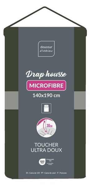 Prześcieradło z mikrowłókna z gumką w kolorze khaki 140x190 cm Oscar – douceur d'intérieur