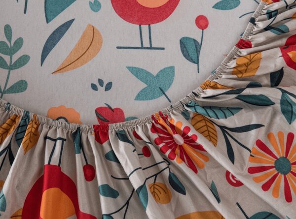 Prześcieradło z mikrofibry RETRO BIRD kolorowe 90x200 cm
