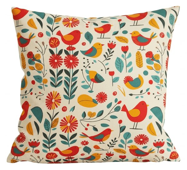 Poszewka na poduszkę z mikrofibry RETRO BIRD 45x45 cm, kolorowy