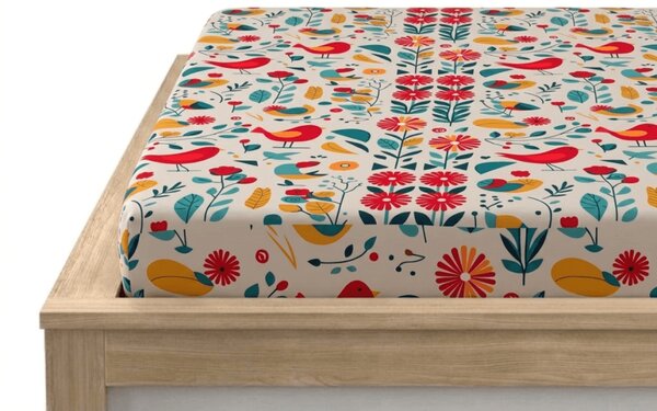 Prześcieradło z mikrofibry RETRO BIRD kolorowe 90x200 cm