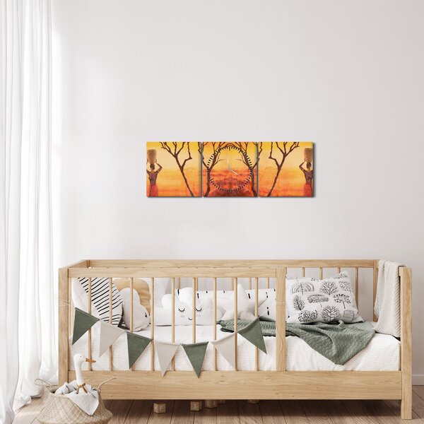 Obraz - Afrykańska sawanna (z zegarem) (90x30 cm)