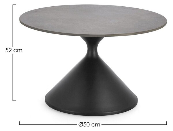 Czarny okrągły stolik z blatem w dekorze marmuru ø 70 cm Joona – Bizzotto