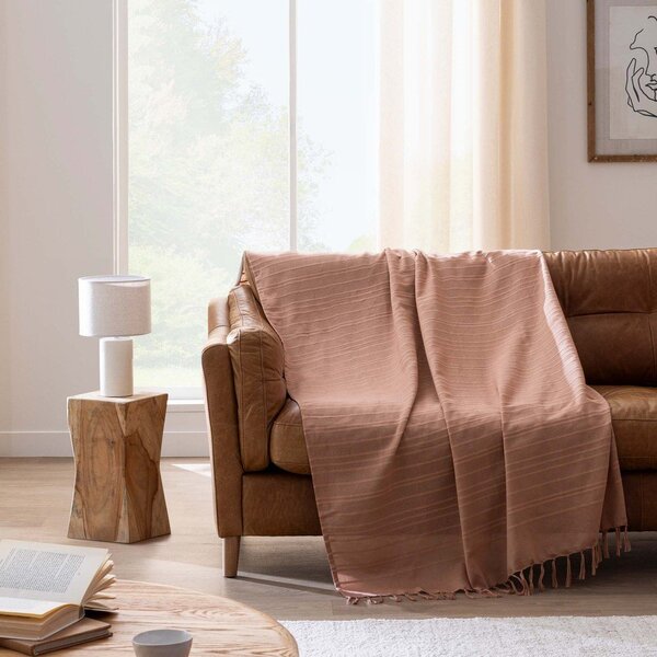 Bawełniana narzuta w kolorze terakoty 180x220 cm Lilia – douceur d'intérieur