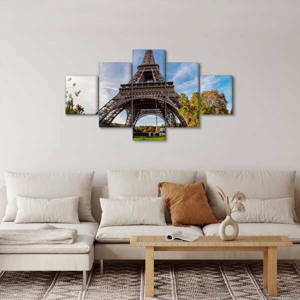 Obraz - Kolorowa wieża Eiffla (125x70 cm)
