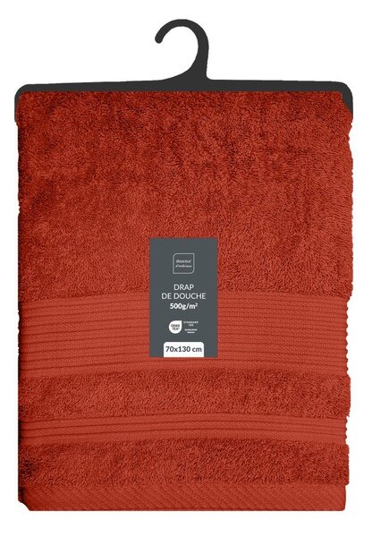 Ceglasty bawełniany ręcznik kąpielowy frotte 70x130 cm Tendresse – douceur d'intérieur