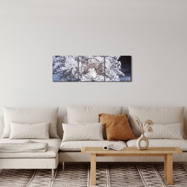 Obraz - Śnieżnobiałe drzewo (z zegarem) (90x30 cm)