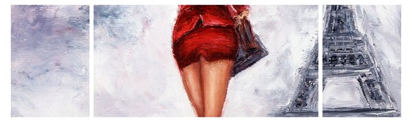 Obraz - Kobieta i wieża Eiffla (170x50 cm)