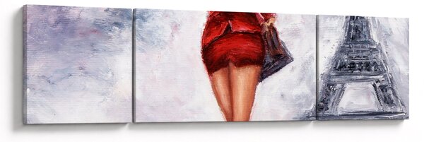 Obraz - Kobieta i wieża Eiffla (170x50 cm)