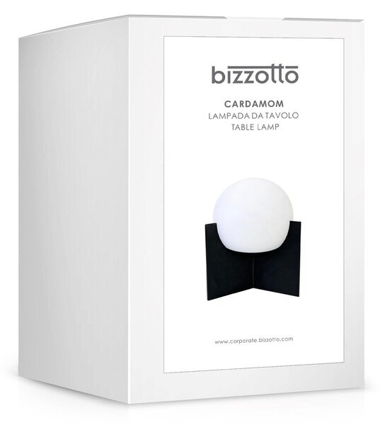 Czarna metalowa lampa stołowa LED ze ściemniaczem z plastikowym kloszem (wysokość 16 cm) Cardamom – Bizzotto