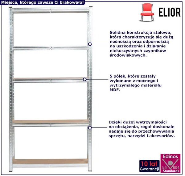 Metalowy srebrny regał do piwnicy 180 cm D6-W91