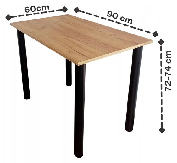 Industrialne biurko z regulowanymi nogami 90x60 dąb craft złoty B9-P36