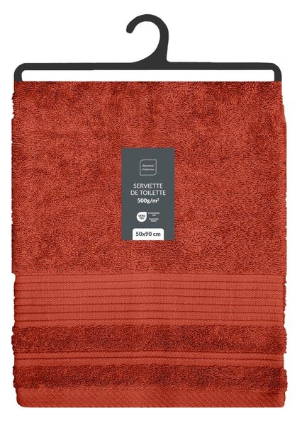 Ceglasty bawełniany ręcznik frotte 50x90 cm Tendresse – douceur d'intérieur
