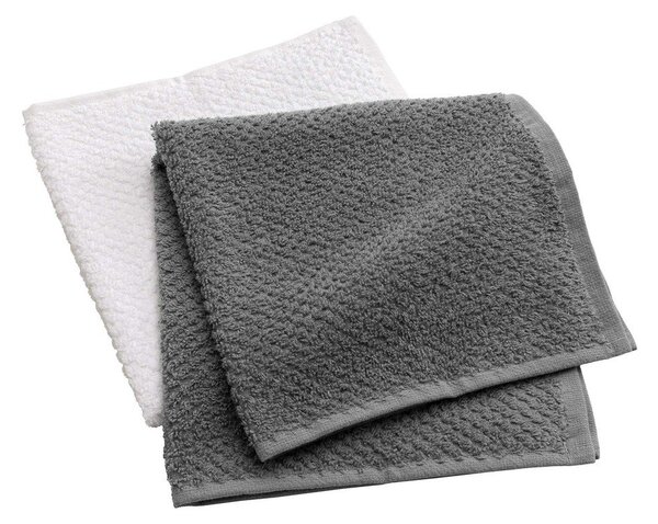 Białe/szare bawełniane ręczniki frotte zestaw 2 szt. 50x50 cm Gourmet – douceur d'intérieur