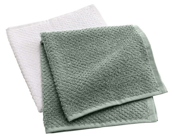 Białe/zielone bawełniane ręczniki frotte zestaw 2 szt. 50x50 cm Gourmet – douceur d'intérieur