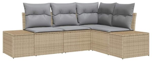 Zestaw Mebli Ogrodowych Komplet Wypoczynkowy 4-Częściowy Beżowy Rattan Na Taras Balkon Ogród