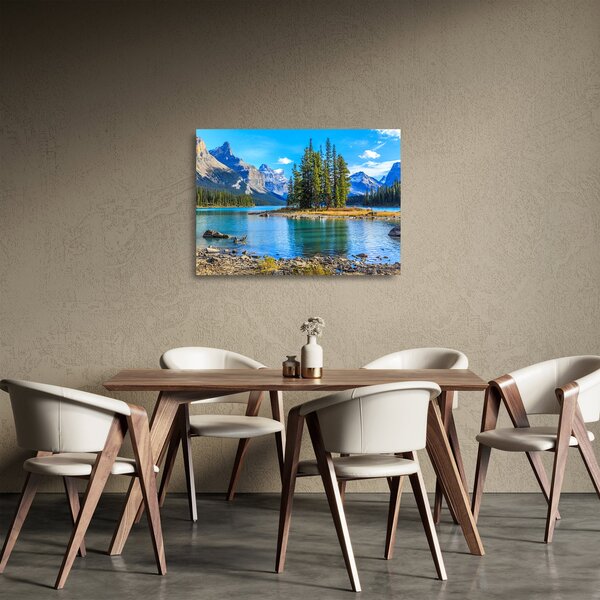 Obraz na szkle - Krajobraz górski z rzeką (70x50 cm)