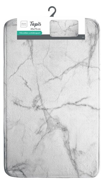Biało-szary tekstylny dywanik łazienkowy 45x75 cm Marbre – douceur d'intérieur