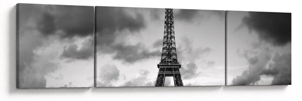 Obraz - Wieża Eiffla i czerwony samochód (170x50 cm)