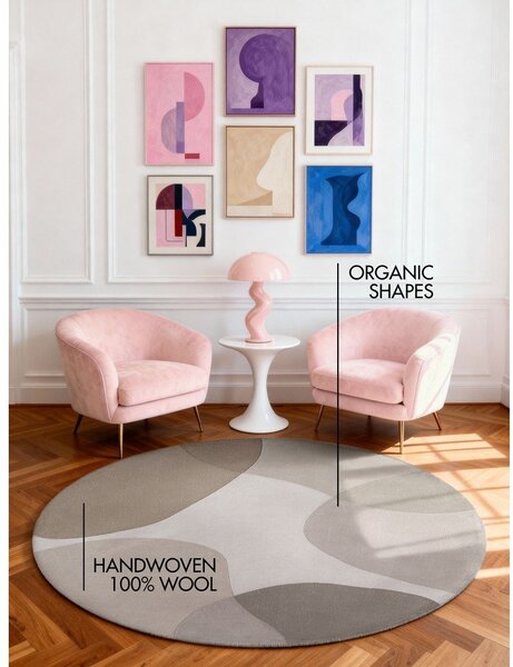 Beżowy wełniany okrągły dywan tkany ręcznie ø 200 cm Hackney Clarissa – Ted Baker