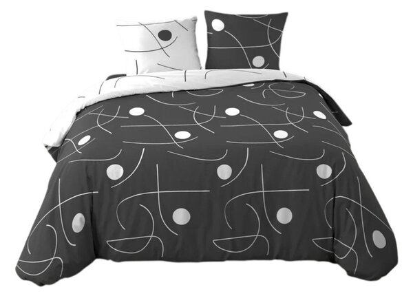 Biało-ciemnoszara pościel dwuosobowa z mikrowłókna 3-częściowa 240x220 cm Sonate – douceur d'intérieur