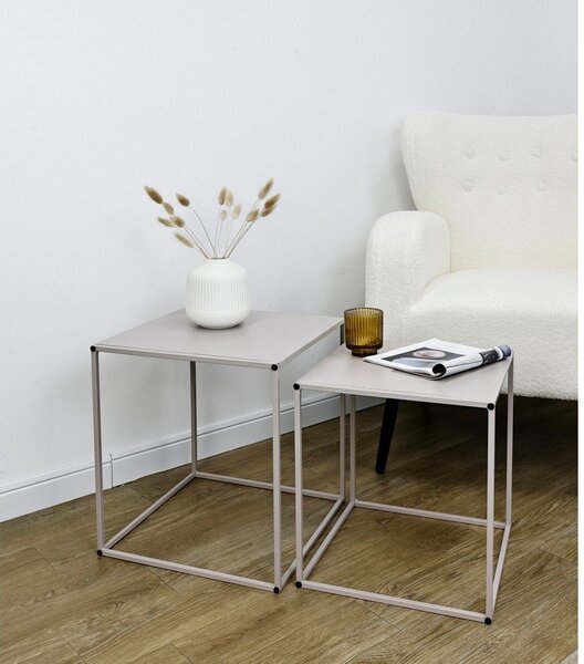 Beżowe metalowe stoliki zestaw 2 szt. 38x38 cm Alrik – Yes Everyday