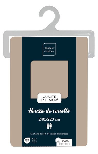 Beżowa bawełniana poszwa na kołdrę dwuosobowa 240x220 cm Lina – douceur d'intérieur