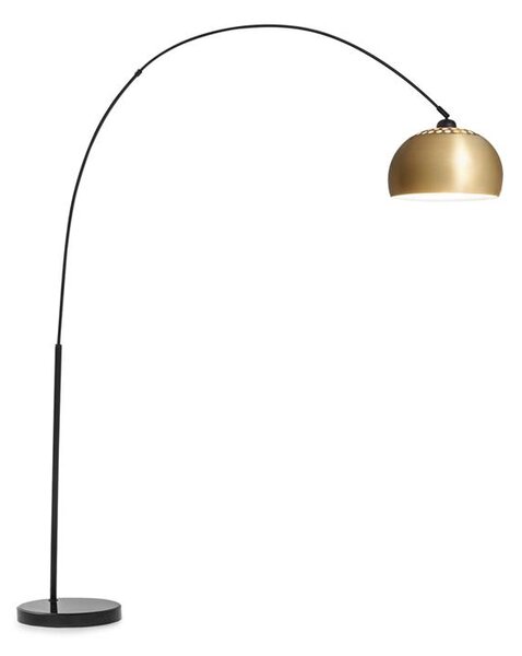 Besoa Amara, lampa łukowa, pozłacany klosz, marmurowa podstawa, E27, kabel sieciowy: 2 m, złota