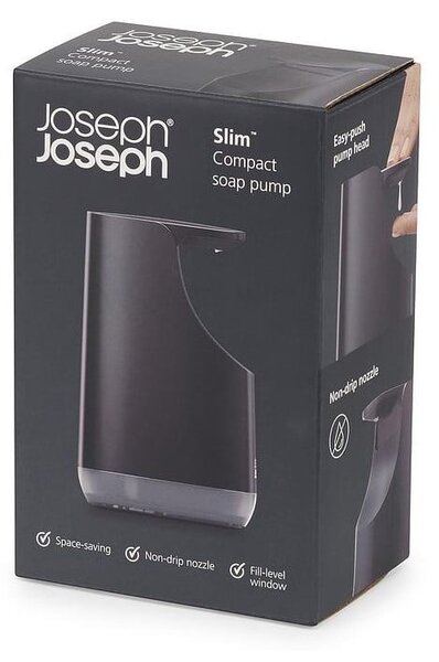 Czarny plastikowy dozownik do mydła 350 ml Slim – Joseph Joseph