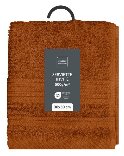 Bawełniany ręcznik frotte w kolorze terakoty 30x50 cm Tendresse – douceur d'intérieur