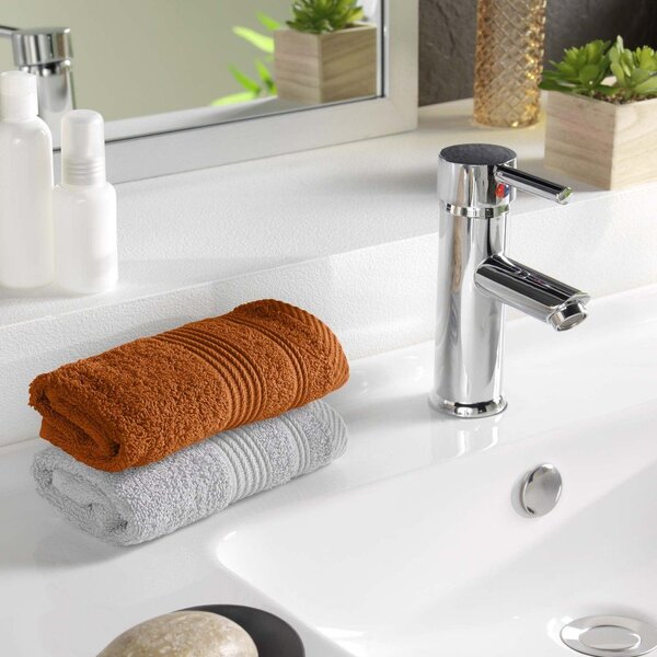 Bawełniany ręcznik frotte w kolorze terakoty 30x50 cm Tendresse – douceur d'intérieur