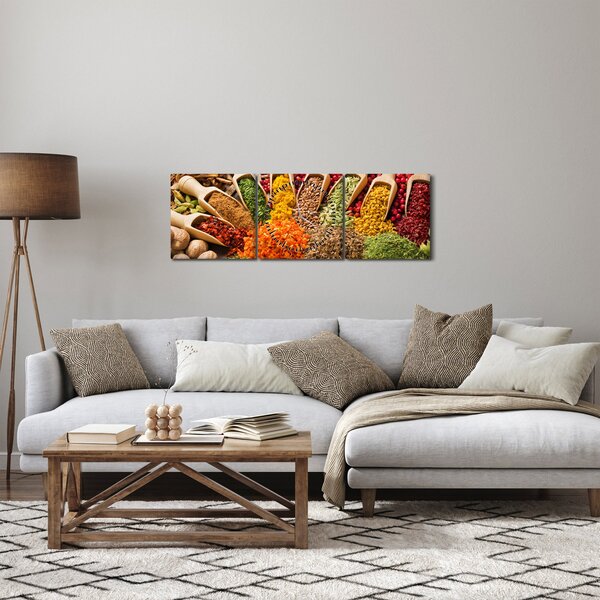 Obraz - Przyprawy z całego świata (z zegarem) (90x30 cm)