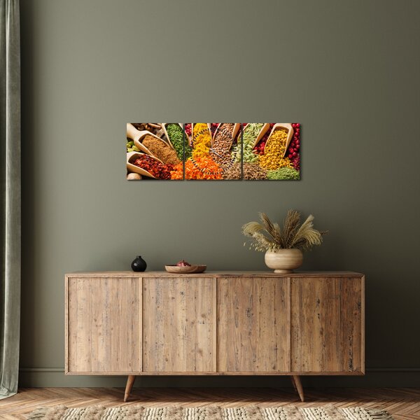 Obraz - Przyprawy z całego świata (z zegarem) (90x30 cm)