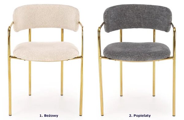 Beżowe tapicerowane krzesło w stylu glamour F7-E68